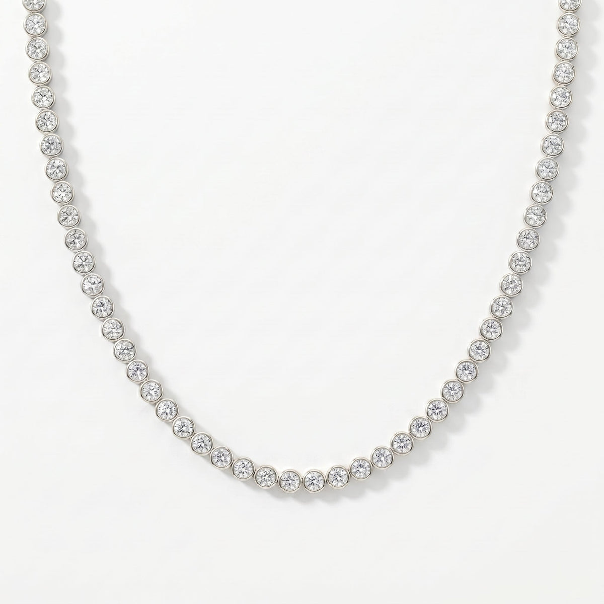 Round Shape Diamond Tennis Necklace, view 3