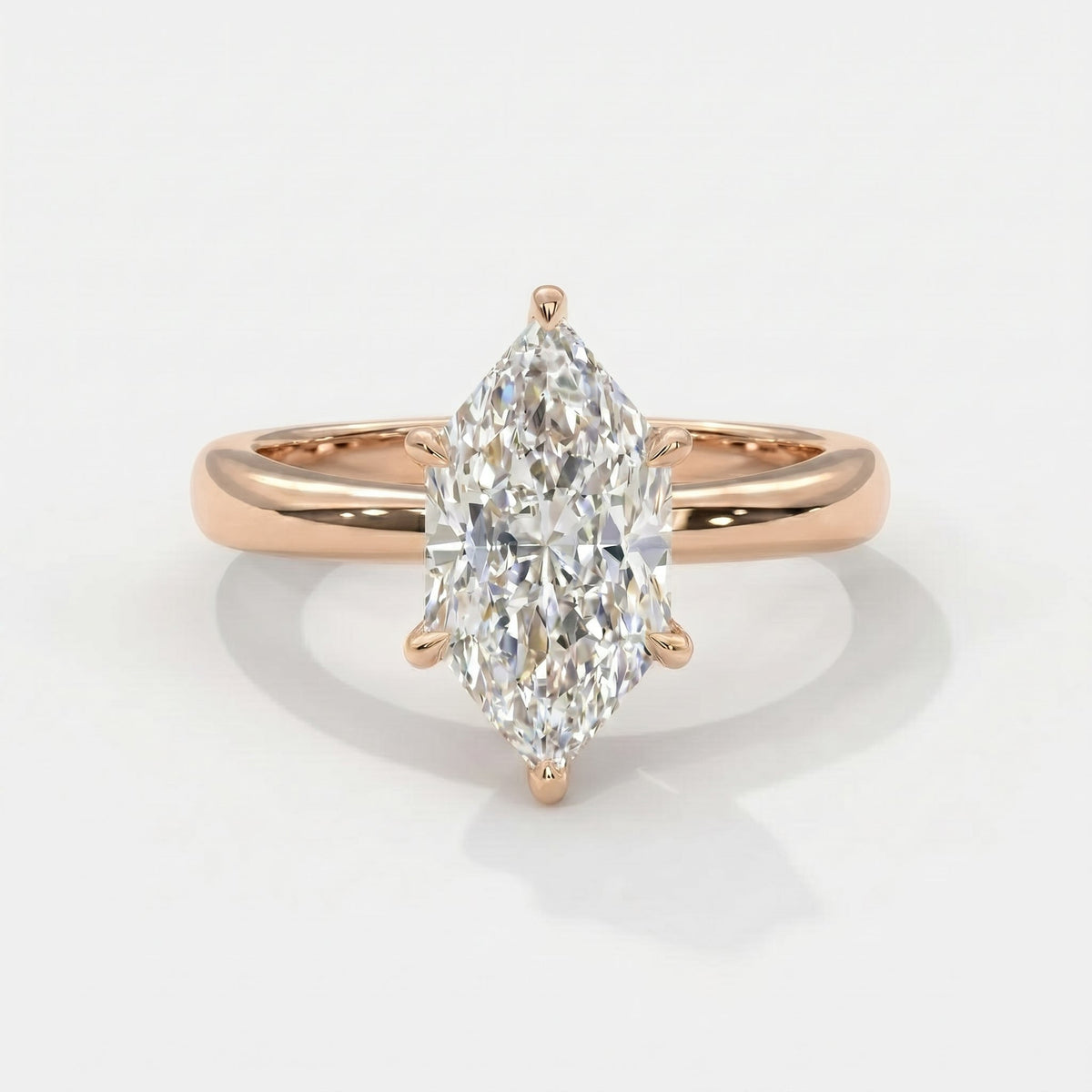 Dutch Marquise Cut Lab Diamond Solitaire Engagement Ring, view 4