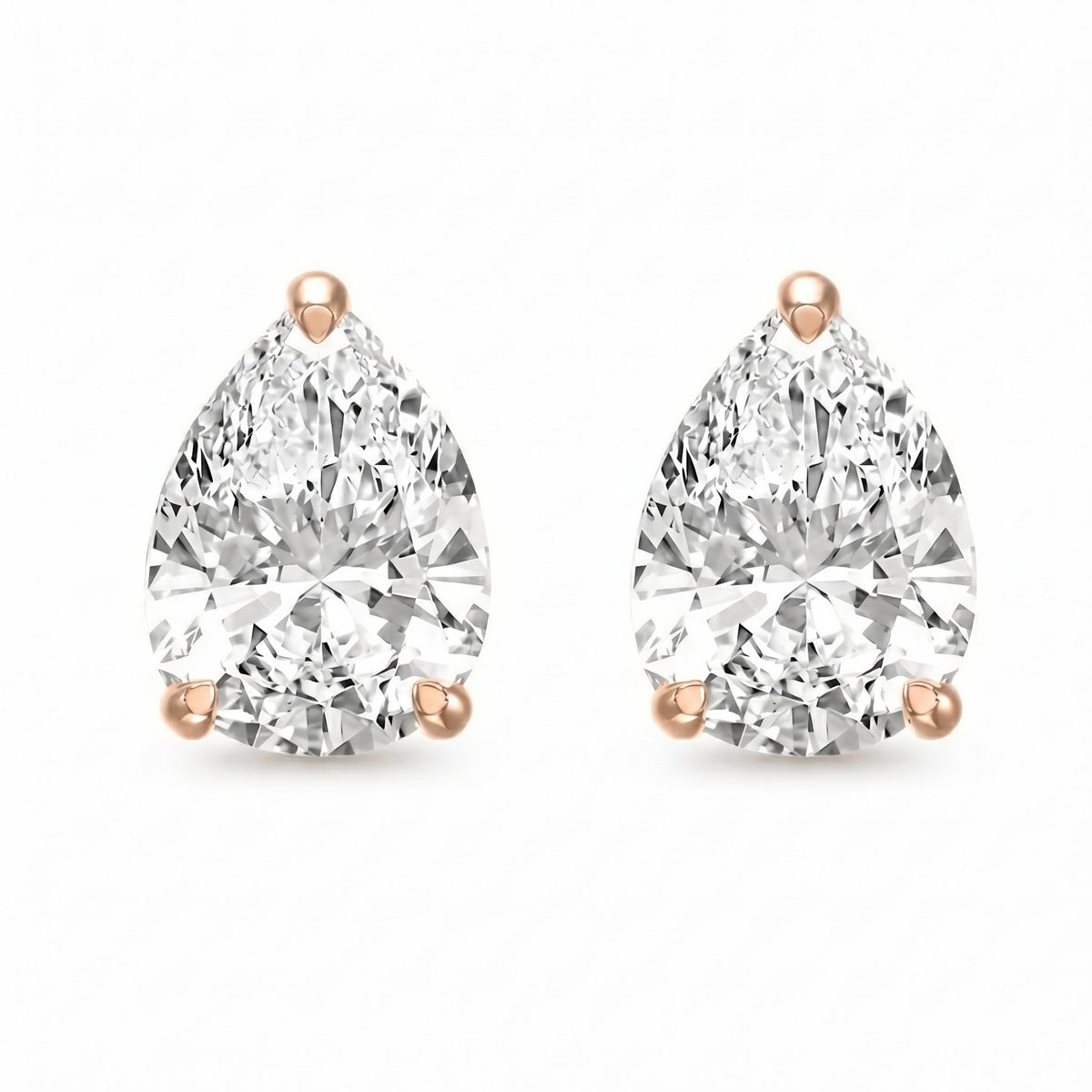 Pear Diamond Stud Earrings, view 6