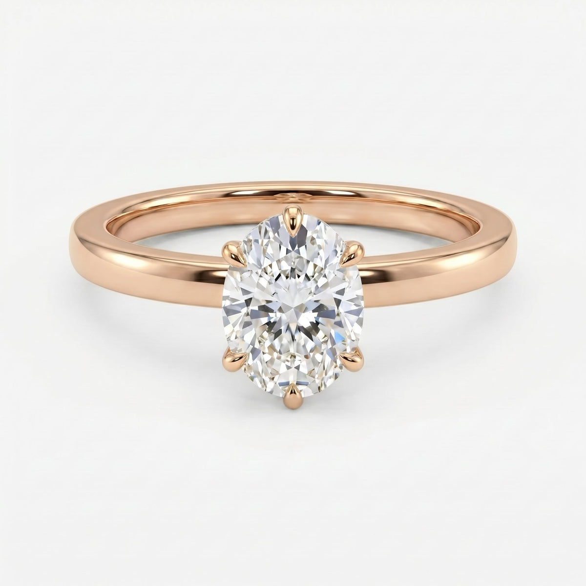 Oval Diamond Six Prong Solitaire Engagement Ring, view 3