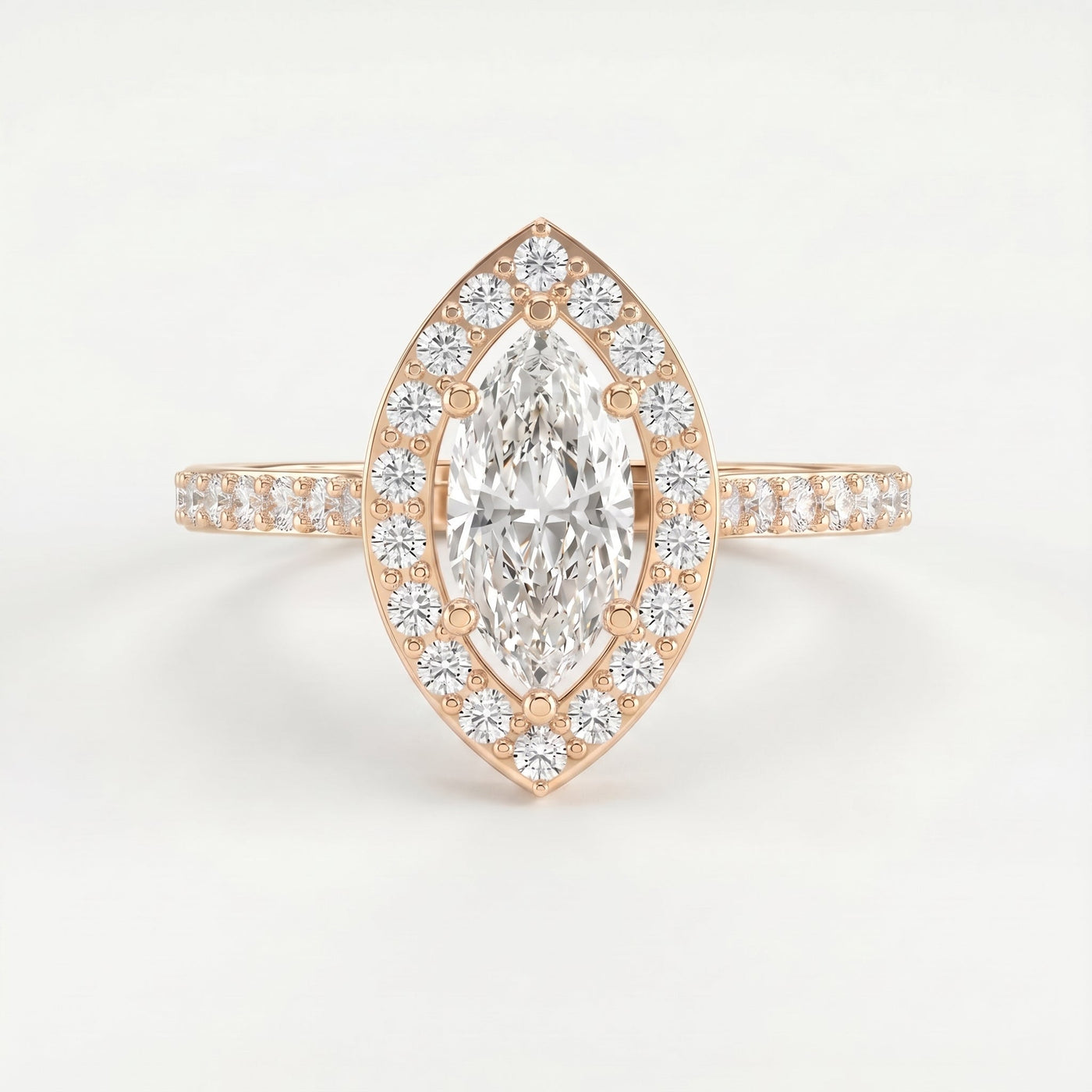 Marquise cut diamond Side Stone Engagement ring, view 7