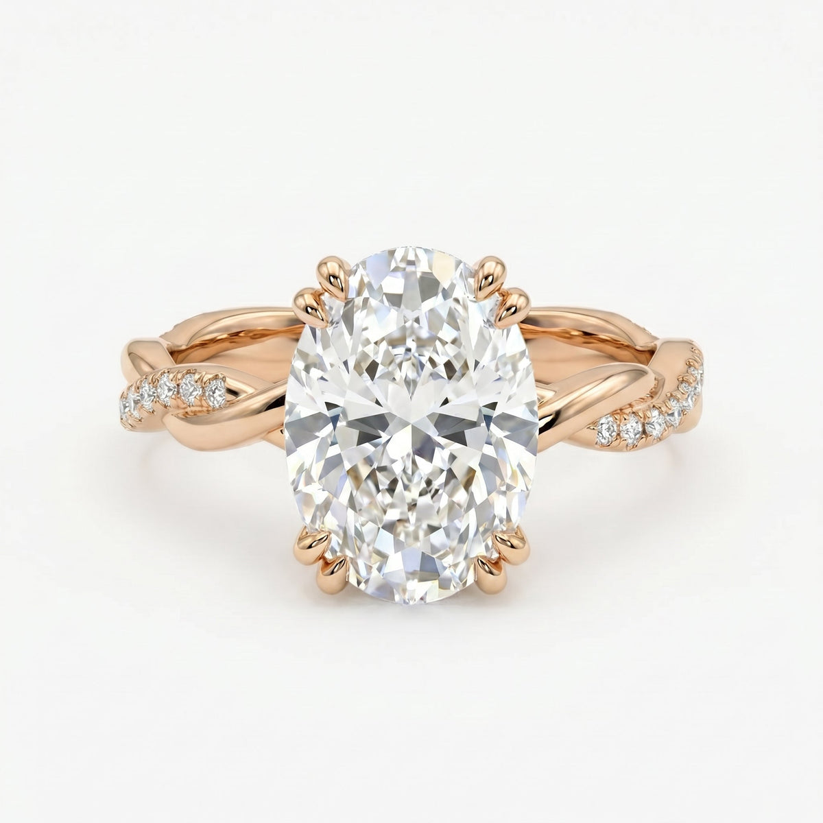 Oval Cut Diamond Round Accent Side Stone Engagement Ring, view 6