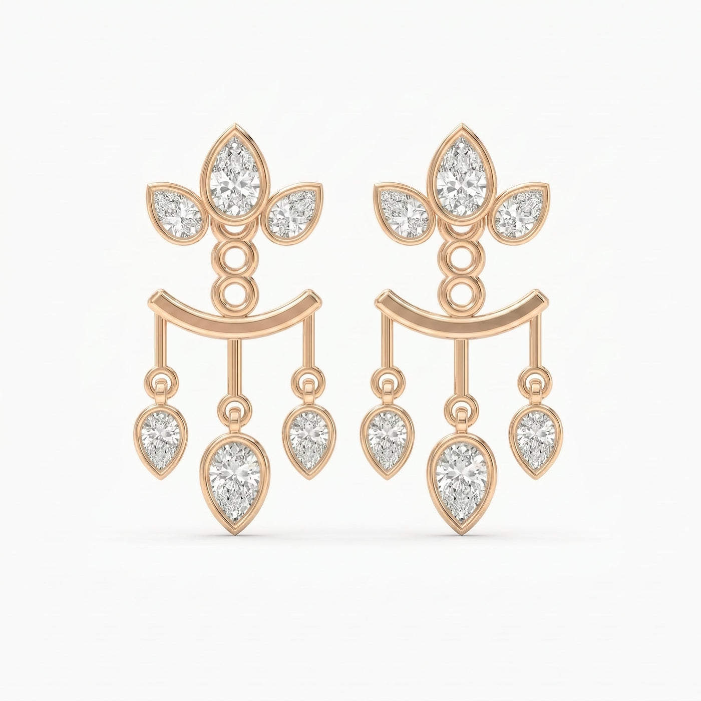Pear Diamond Regal Teardrop Chandelier Fashion Earrings, view 3