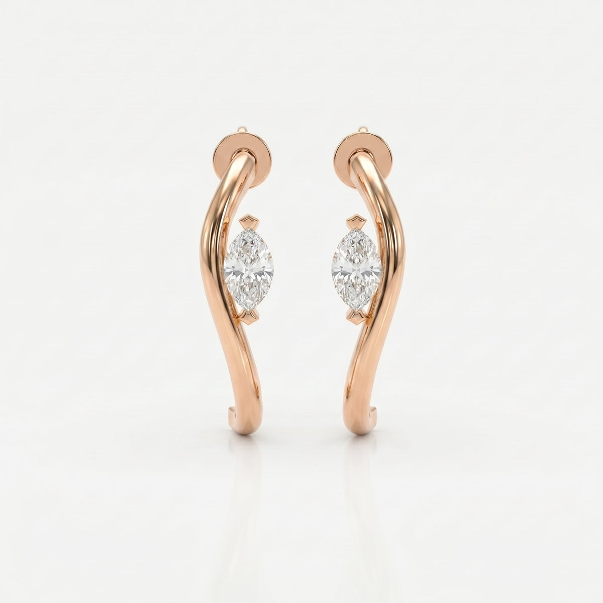 Marquise Diamond Curvy Embrace Fashion Earrings, view 5