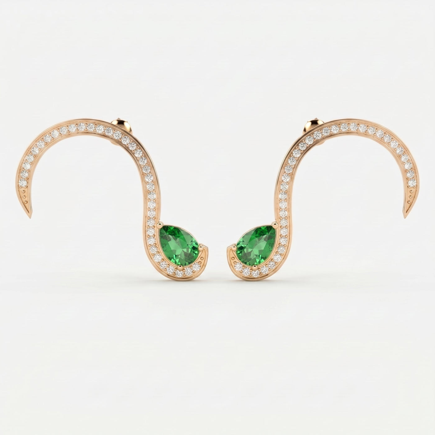 Green Gemstone Trance Pavé Fashion Earrings, view 4