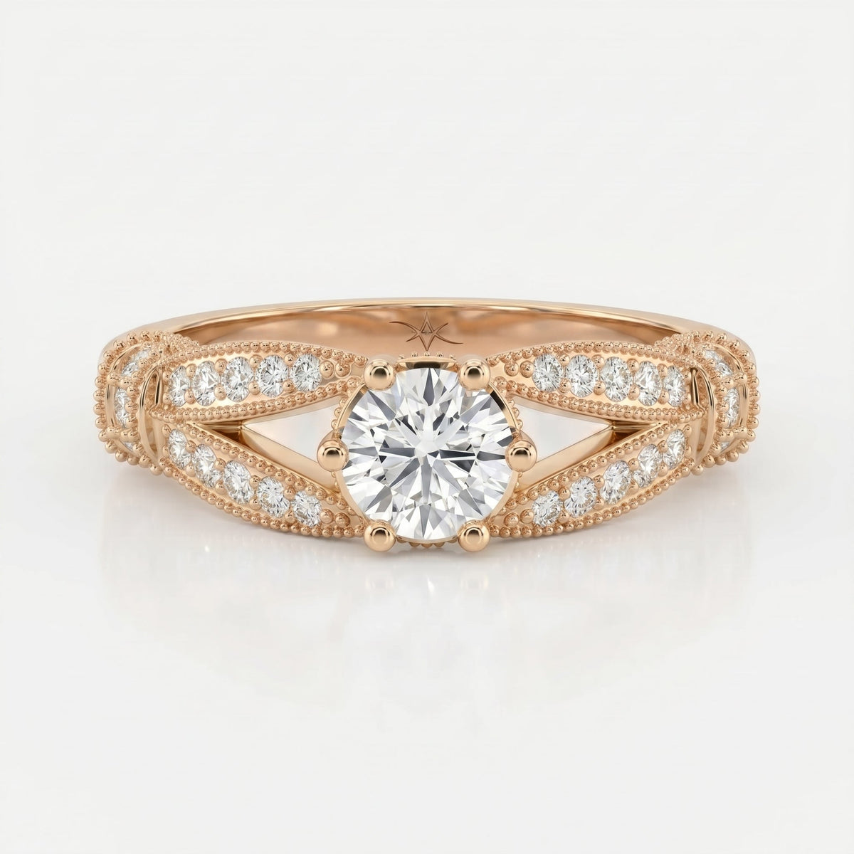 Round Diamond Valencia Design Vintage Ring, view 7