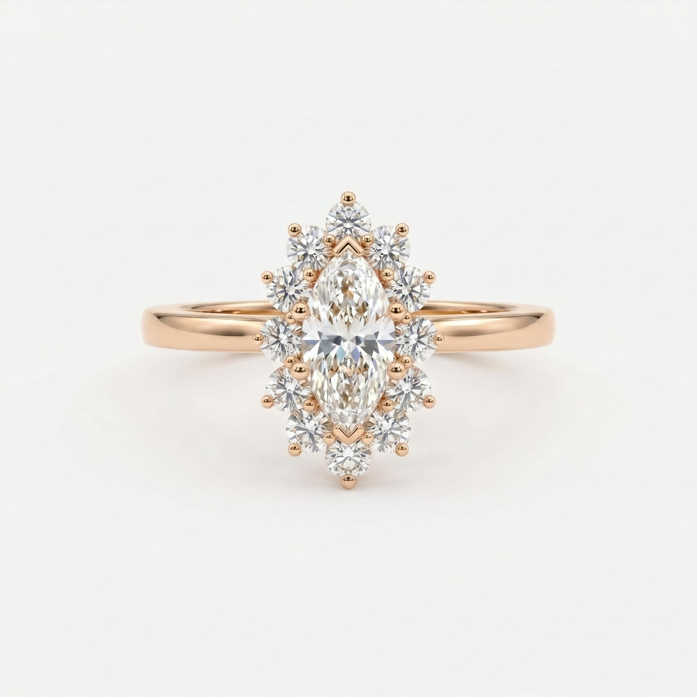Marquise Halo Solitaire Engagement Ring, view 7