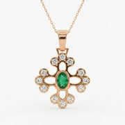 Elegant Round Diamond Floral Pendant Necklace, view 6