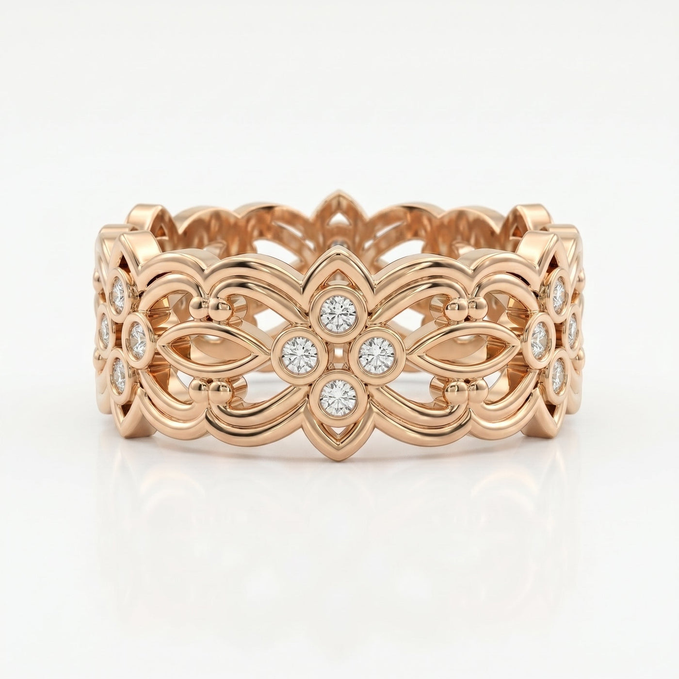 Floral Diamond Wide Vintage Band, view 6