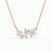 Three Stone Diamond Pendant Necklace, view 6