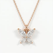 Butterfly Design Marquise Diamond Pendant Necklace, view 6