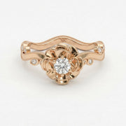 Custom Floral-Inspired Diamond Ring, view 6