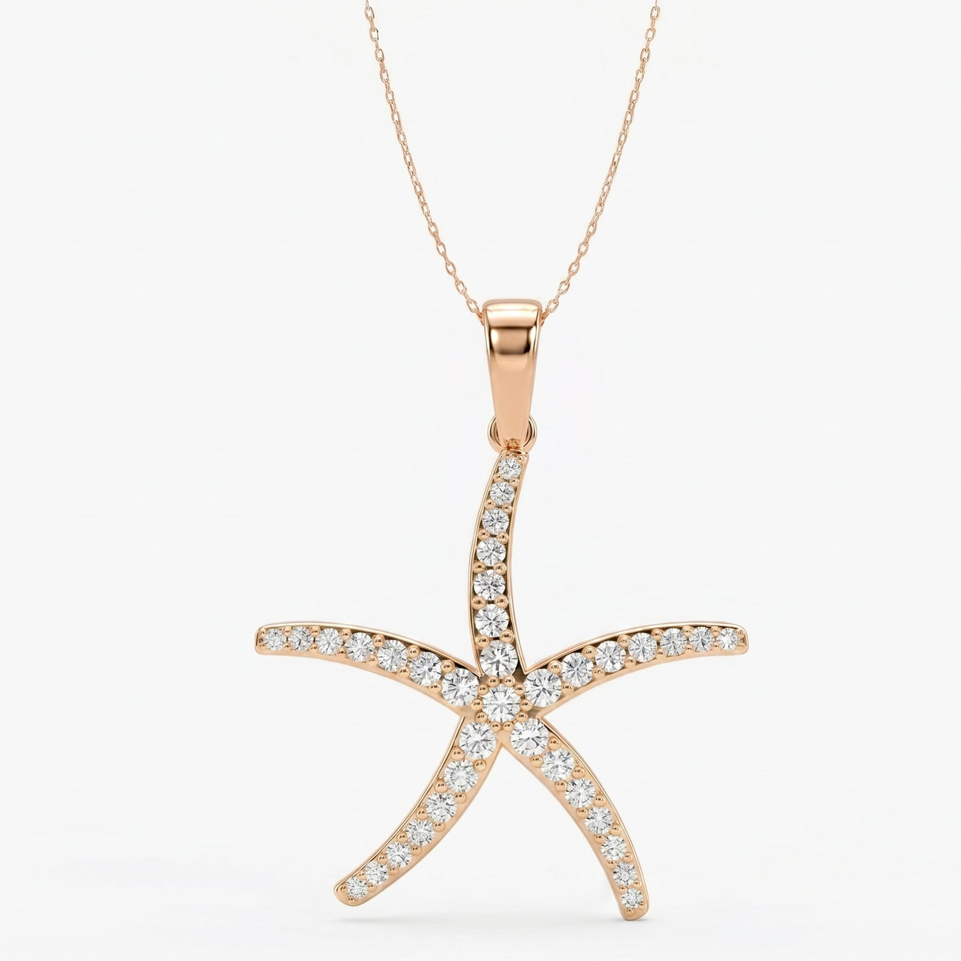Round Diamond Starfish Embrace Pendant Necklace, view 5