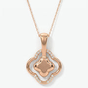 Round Diamond Elegant Clover Bloom Pendant Necklace, view 6