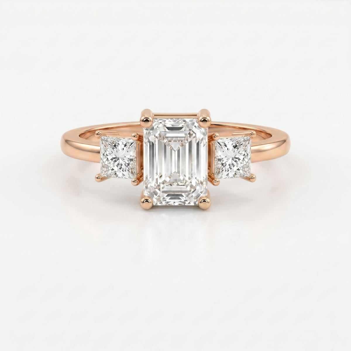 The Axis Trio Emerald Ring, view 7