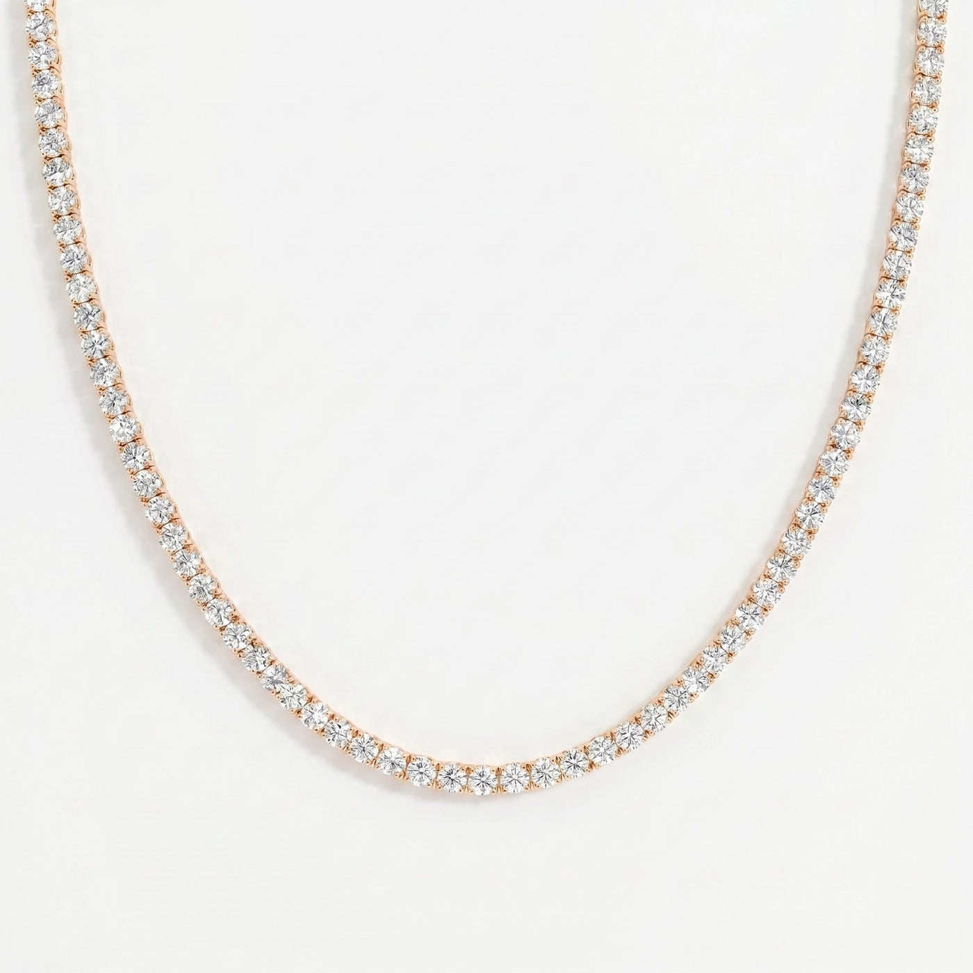 Experience timeless sparkle Round Diamond Tennis Necklace, view 3