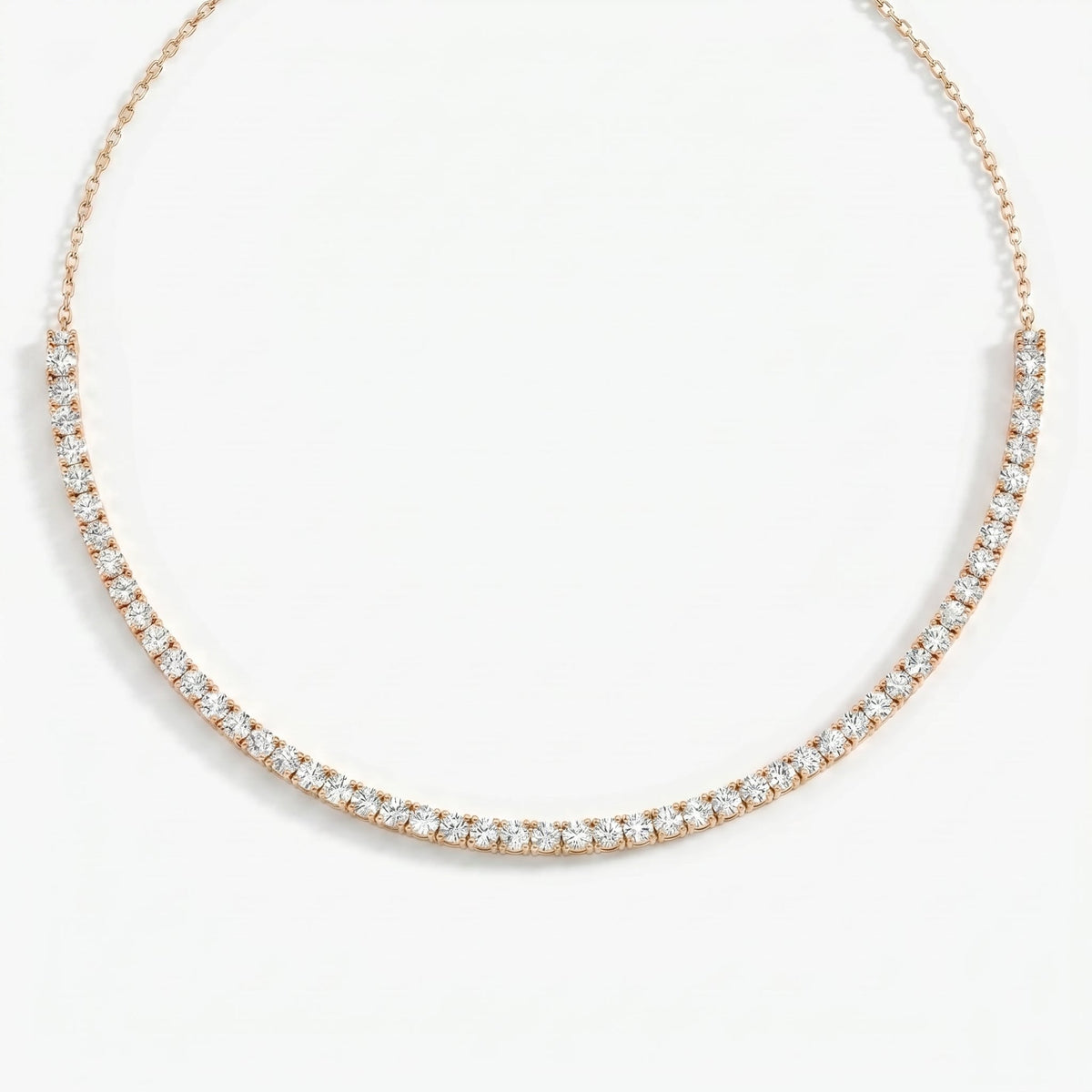 Elegance redefined Round Diamond Tennis Necklace, view 5
