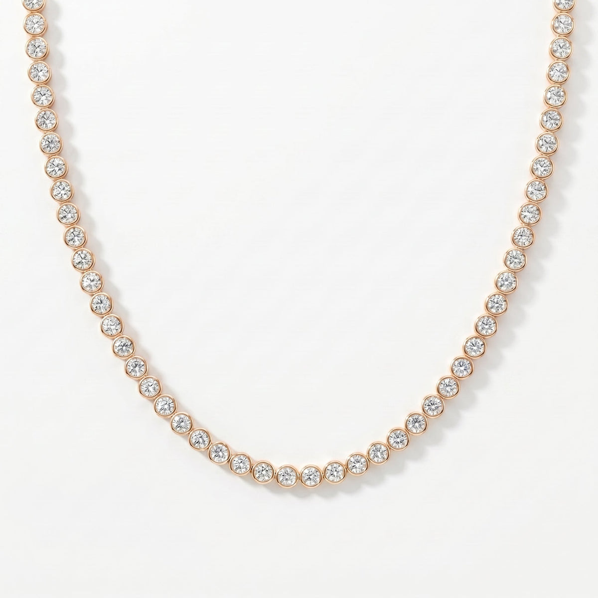 Round Shape Diamond Tennis Necklace, view 4