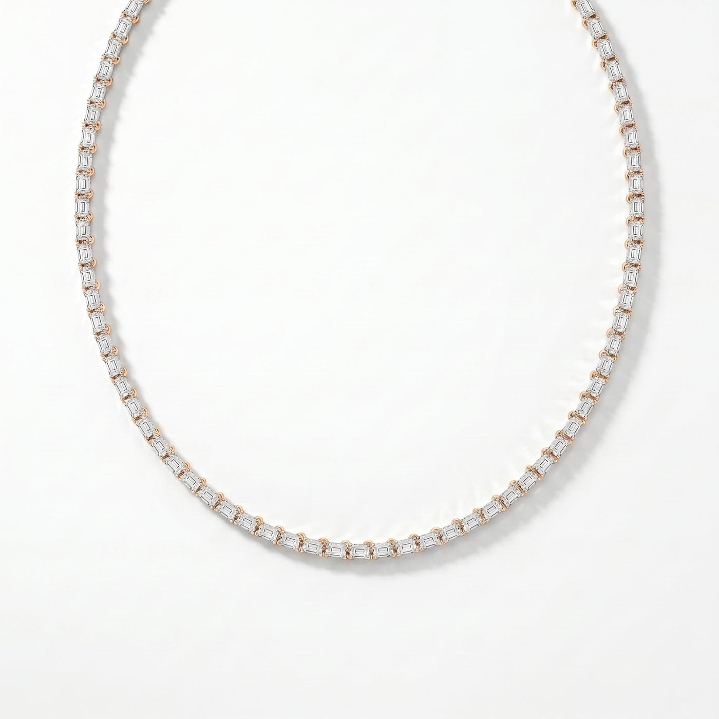 Emerald Cut Diamond Tennis Necklace, view 3