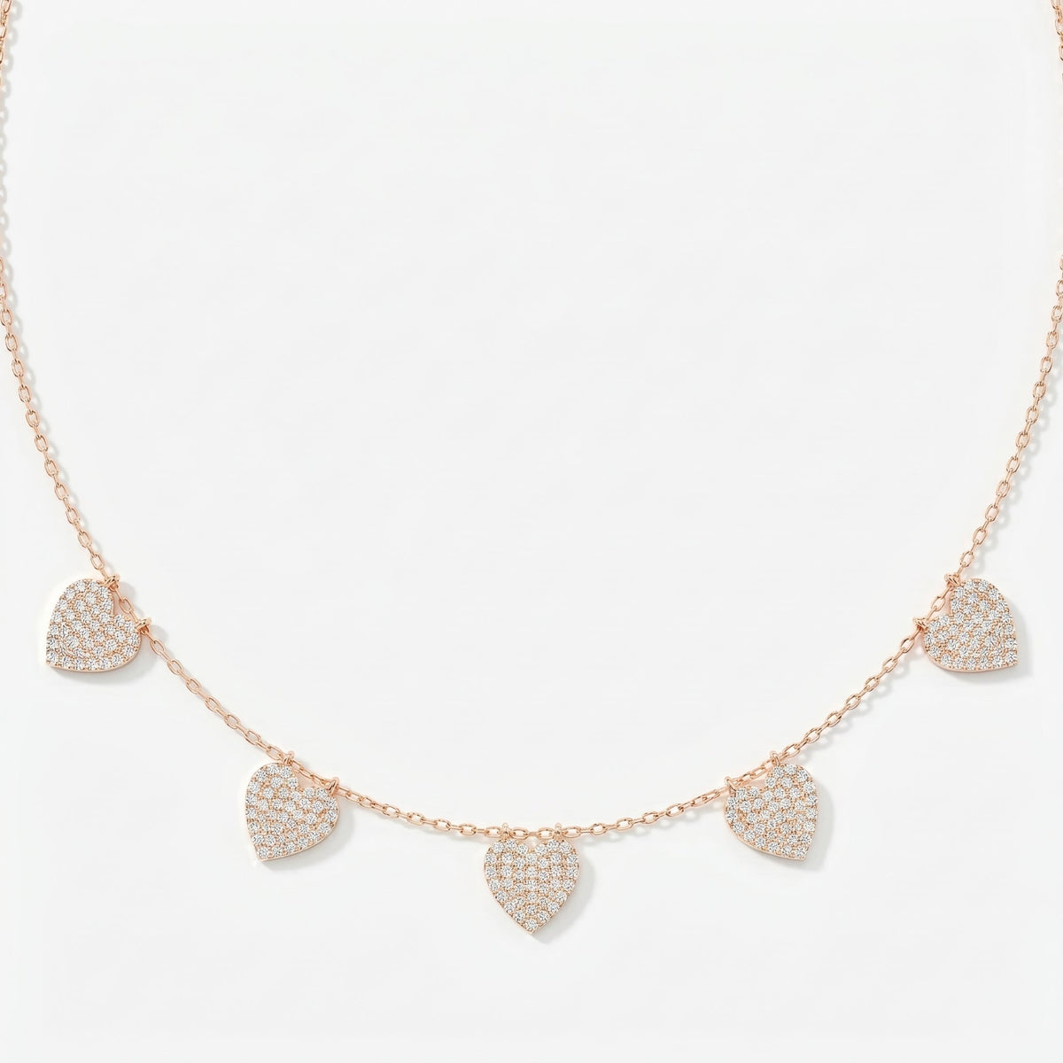 Five Hearts Dazzle Fashion Necklace, view 4