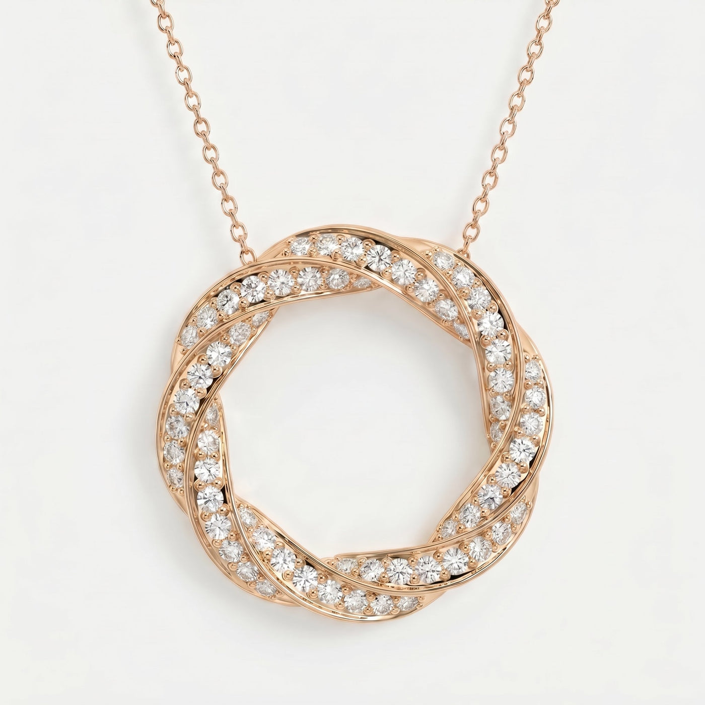 Round Diamond Twisted Circle of Life Fashion Necklace, view 4
