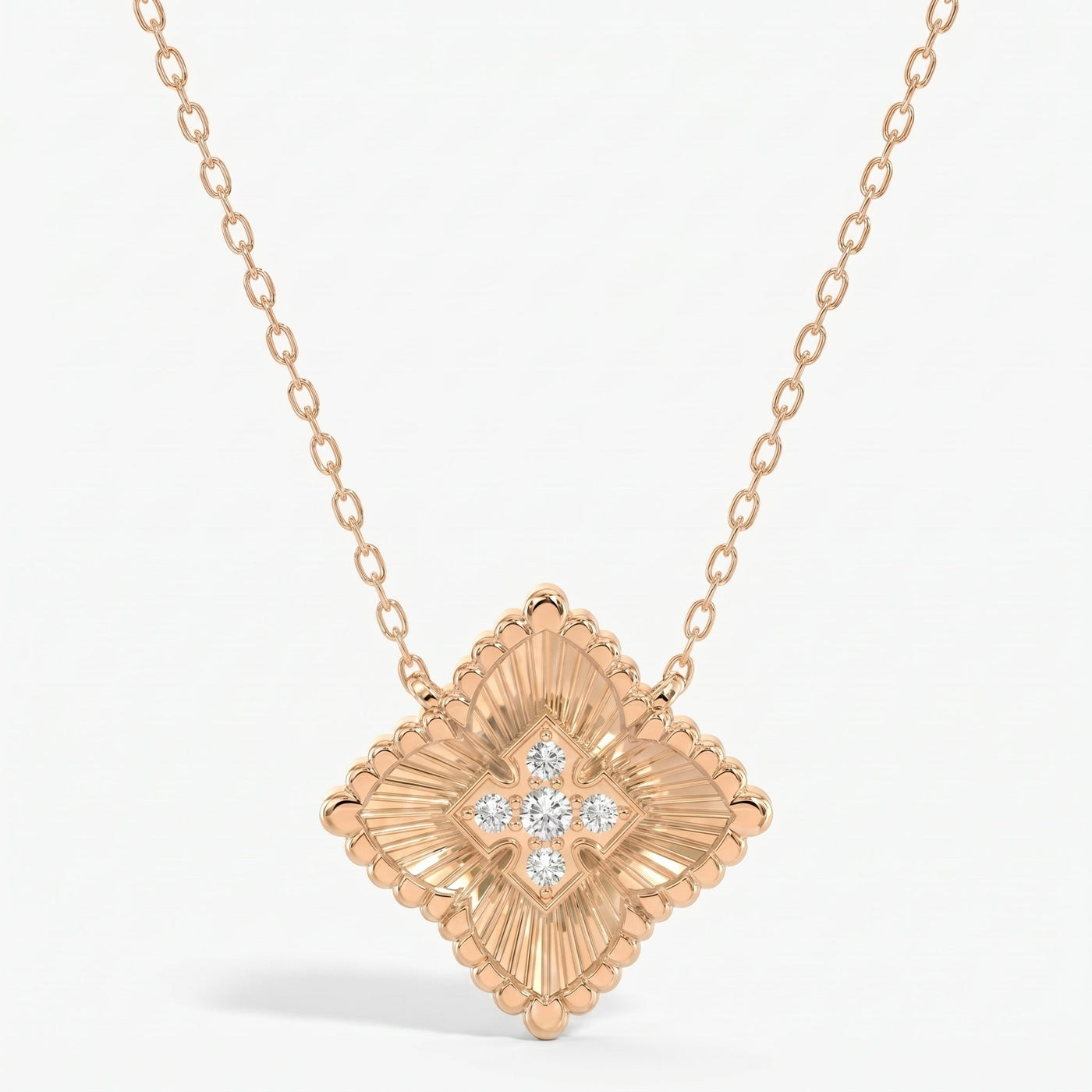 Round Diamond Celeste Floral Diamond Fashion Necklace, view 4