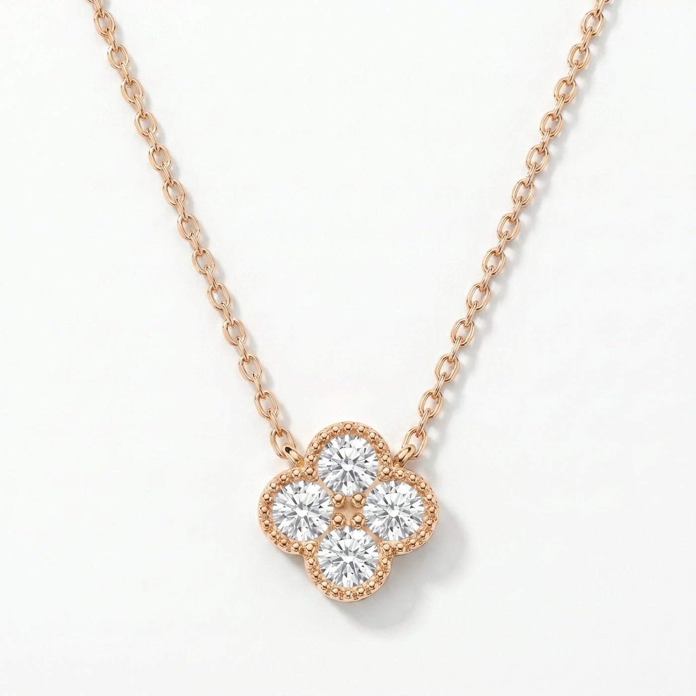 Heritage Clover Diamond Pendant Necklace, view 5