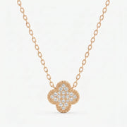 Clover Diamond Heritage Necklace, Pavé Quatrefoil Charm Jewellery, view 6