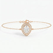 Pear Shape Diamond Halo Chain Bracelet, view 4