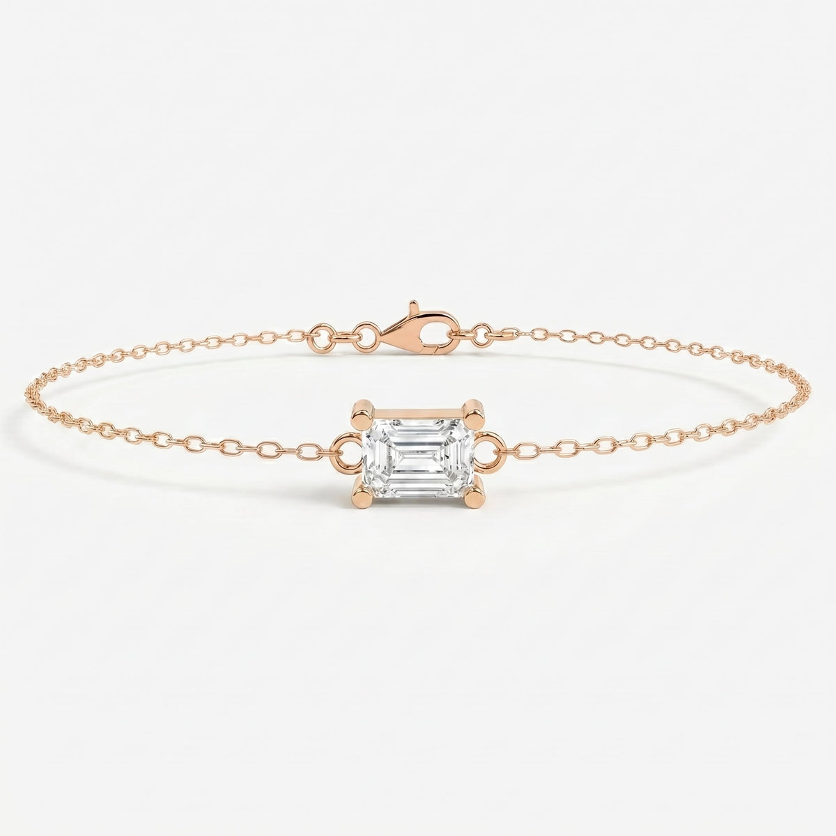 Emerald Diamond Luminous Link Chain Bracelet, view 4