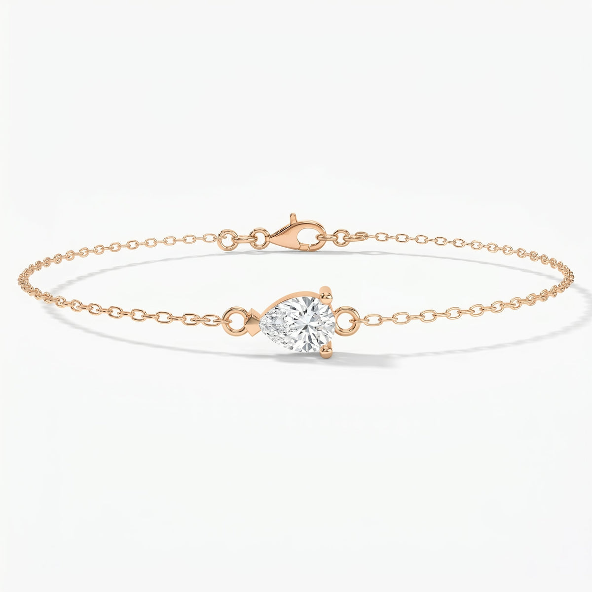 Pear Diamond Solitaire Chain Bracelet, view 4