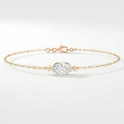 Elegant Marquise Diamond Solitaire Chain Bracelet, view 4