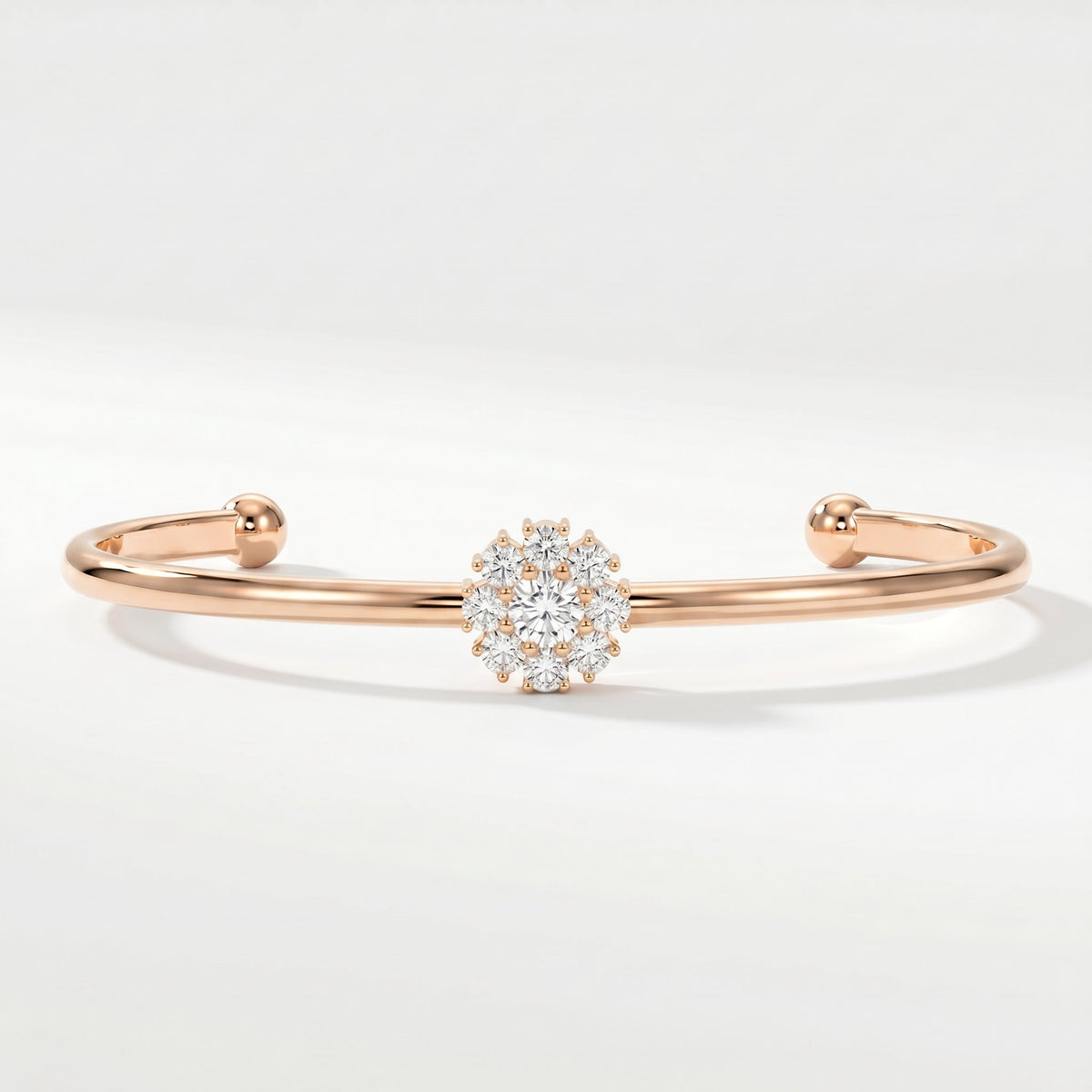 Floral Diamond Cluster Open Cuff Bracelet, view 4