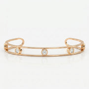 Minimalist Cuff Bracelet with Bezel Set Round Diamonds, view 4