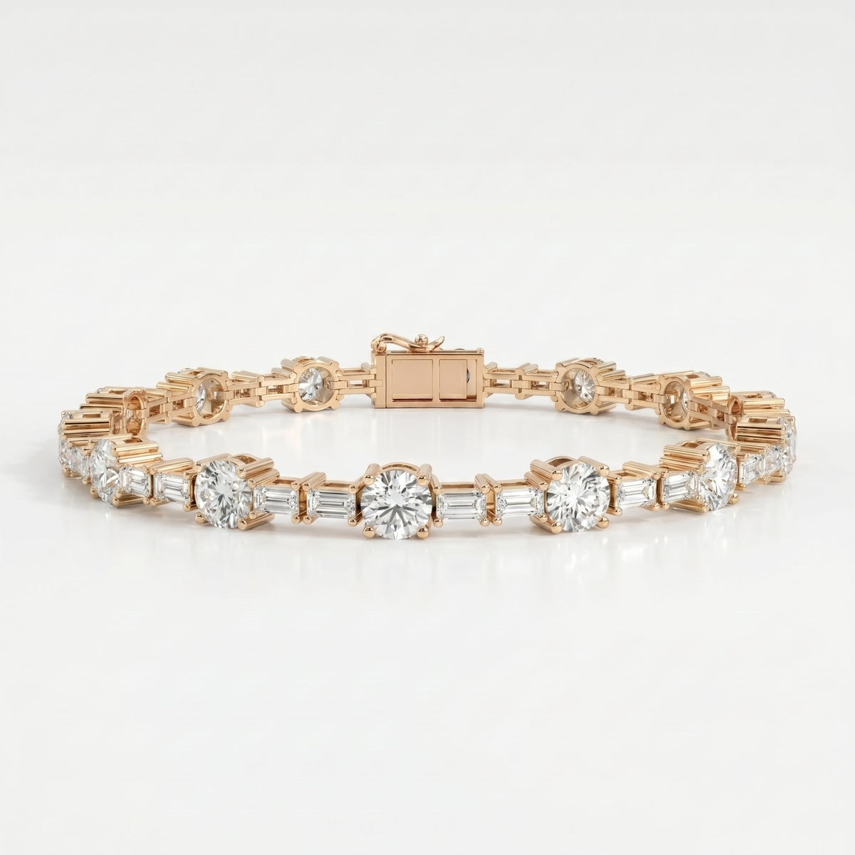 Round & Baguette Diamond Tennis Bracelet, view 4