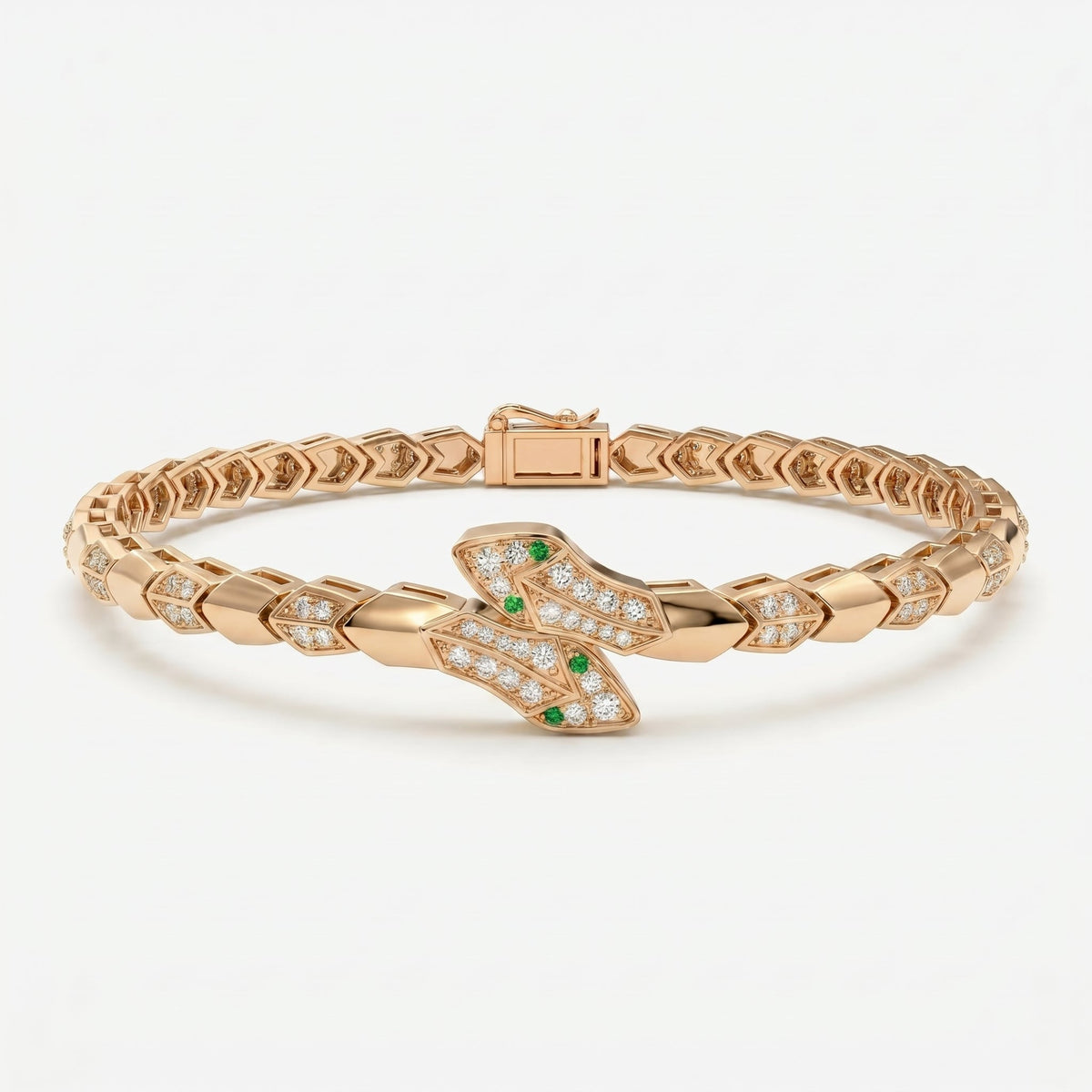 Premium Round Diamond Snake Shape Fashion Bracelet, view 4