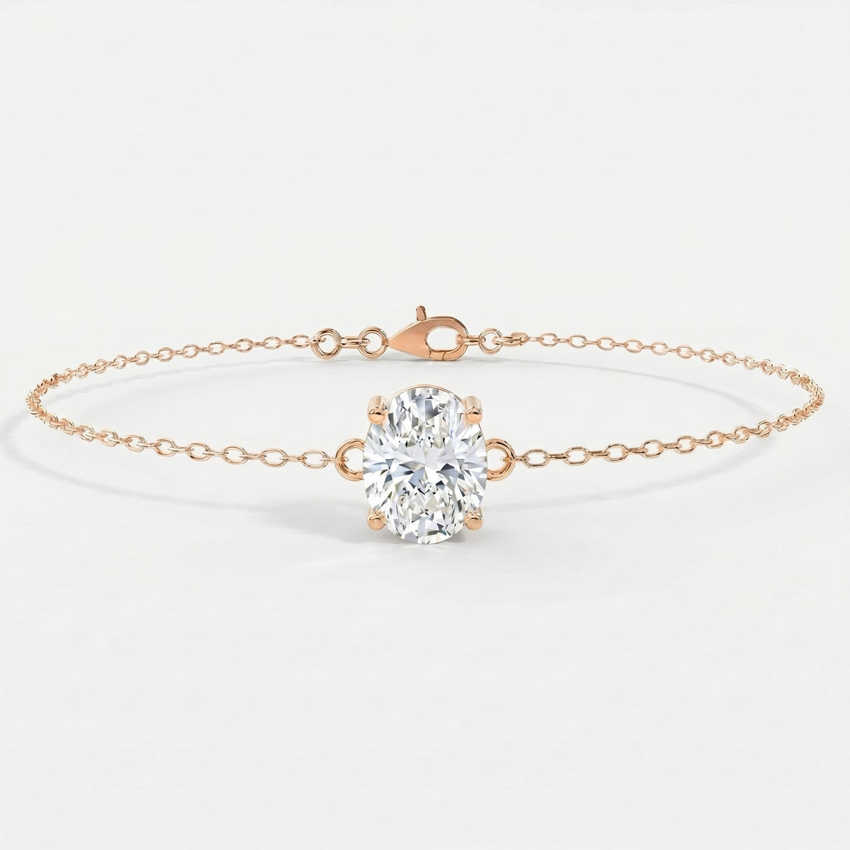 Minimalist Lab Grown Diamond Oval Cut Diamond Solitaire Bracelet, view 5