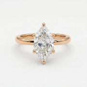 Dutch Marquise Cut Hidden Halo Round Diamond Engagement Ring, view 4