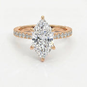 Dutch Marquise Cut Diamond round Accent Engagement Ring, view 4