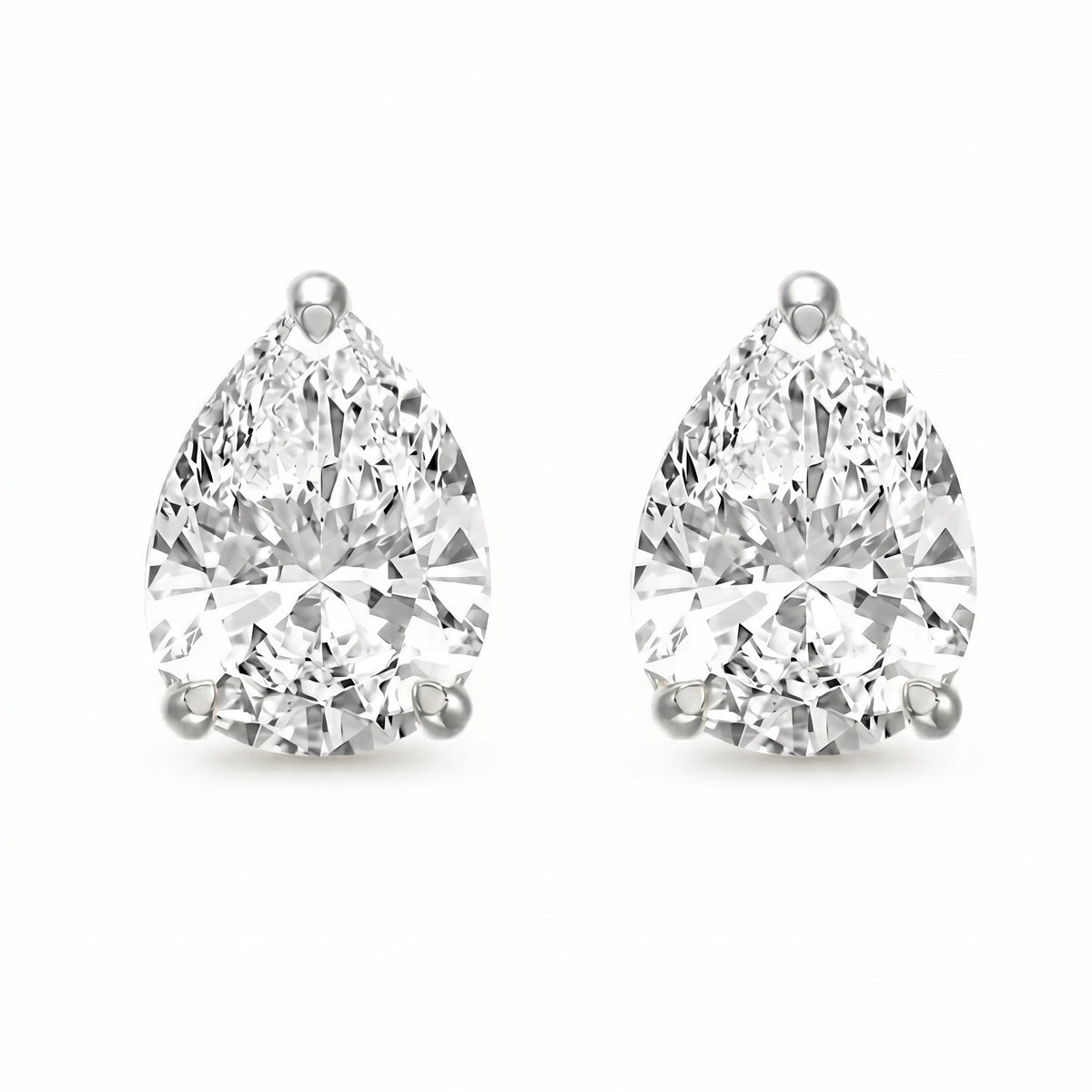 Pear Diamond Stud Earrings, view 5