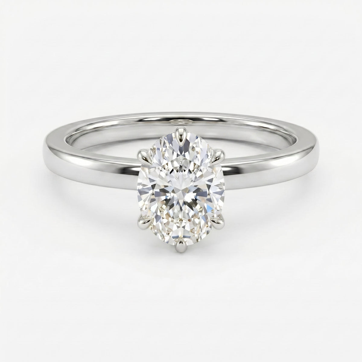 Oval Diamond Six Prong Solitaire Engagement Ring, view 6