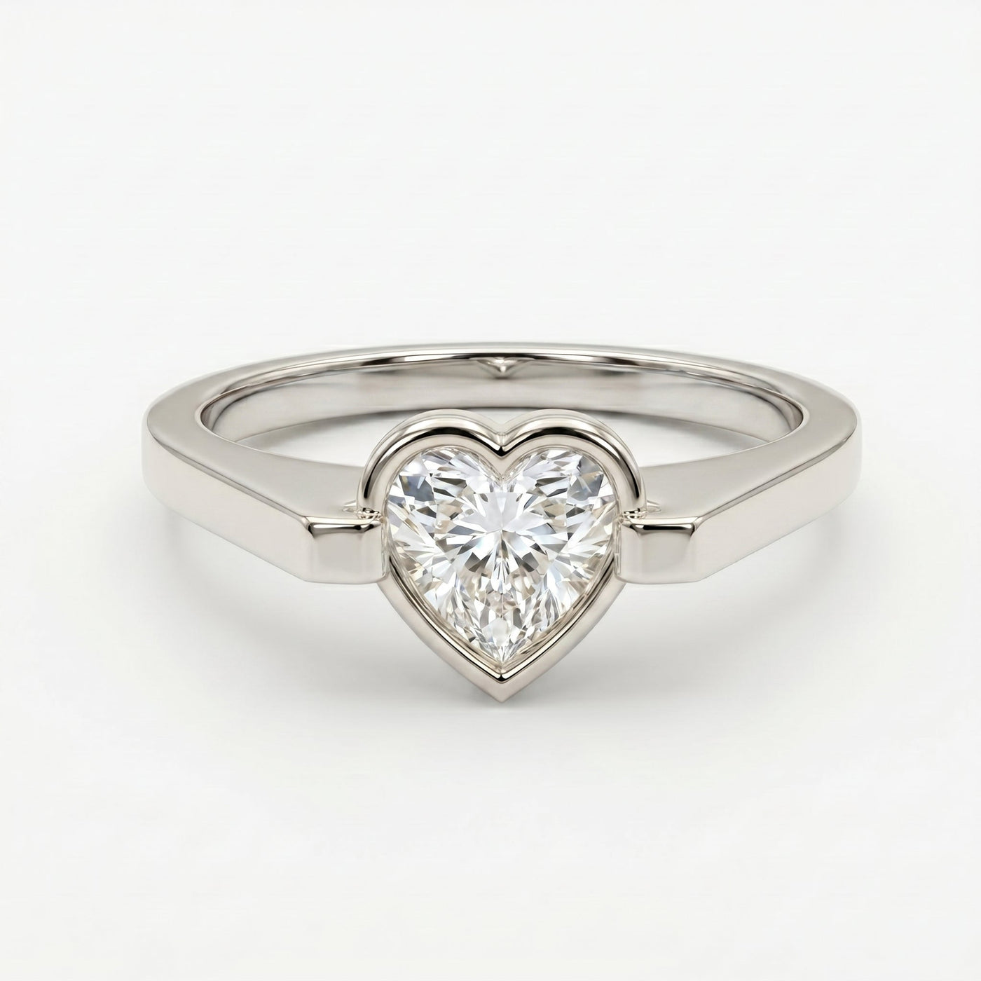 Elegant Heart-Shaped Solitaire Diamond Ring, view 6