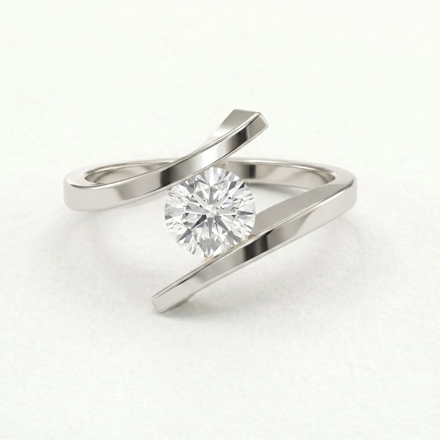 Contemporary Twisted Bypass Diamond Ring, view 7