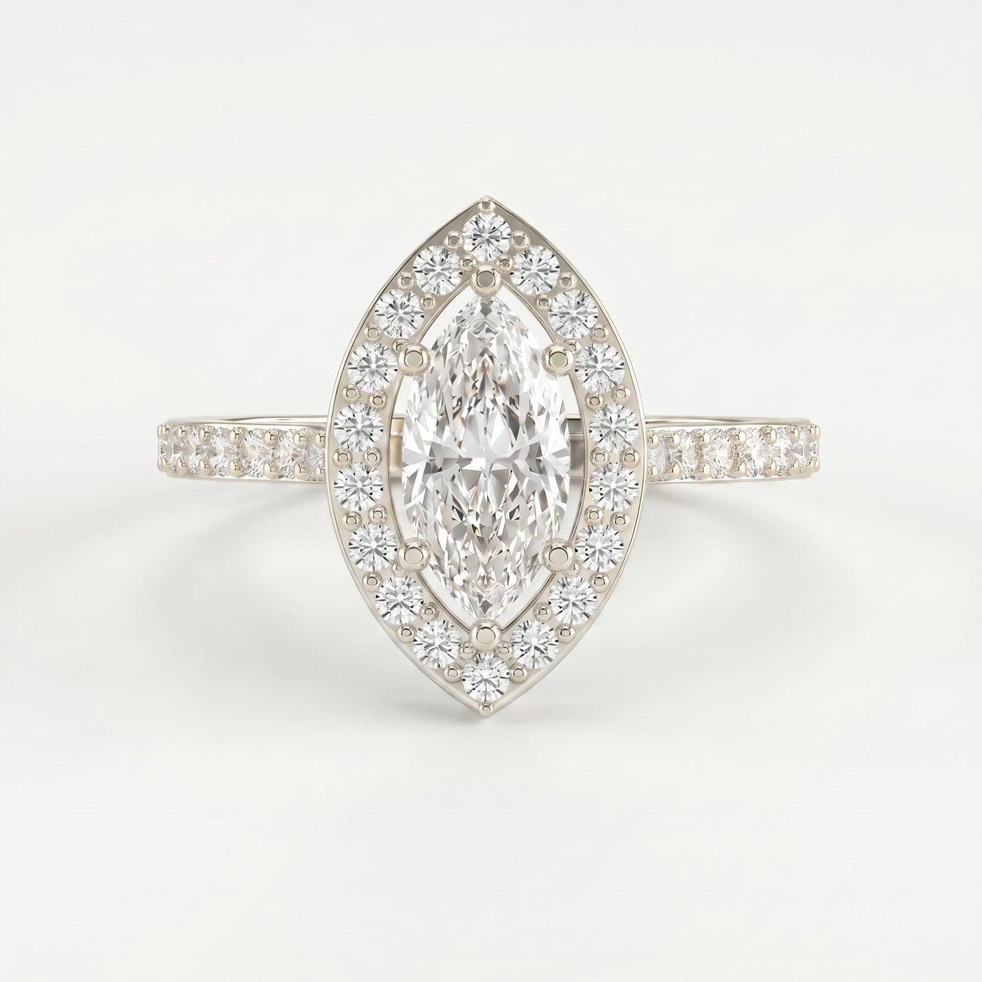 Marquise cut diamond Side Stone Engagement ring, view 6
