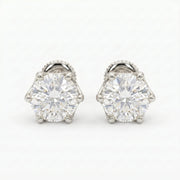 Classic 6 Prong Round Brilliant Diamond Stud Earrings, view 5