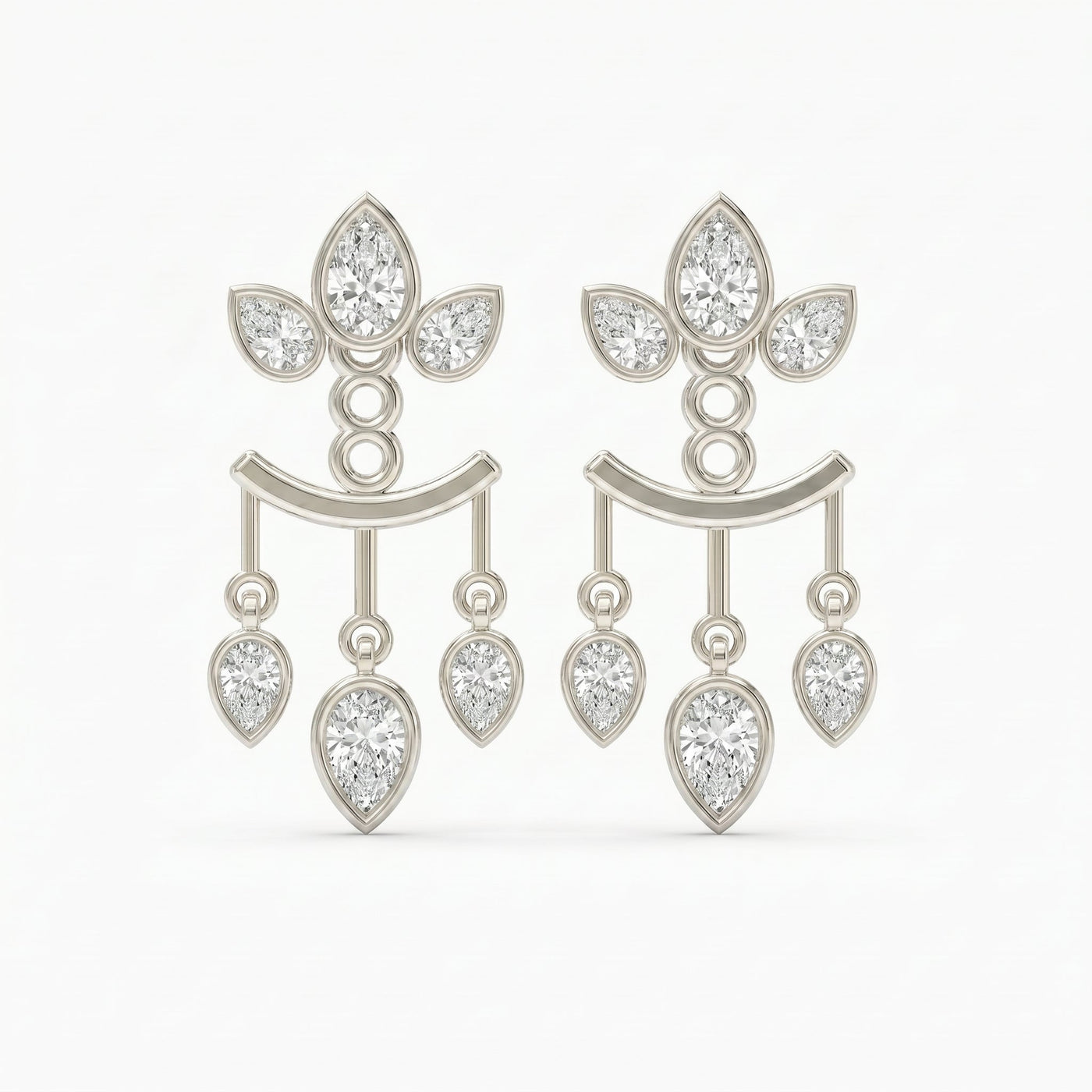 Pear Diamond Regal Teardrop Chandelier Fashion Earrings, view 6