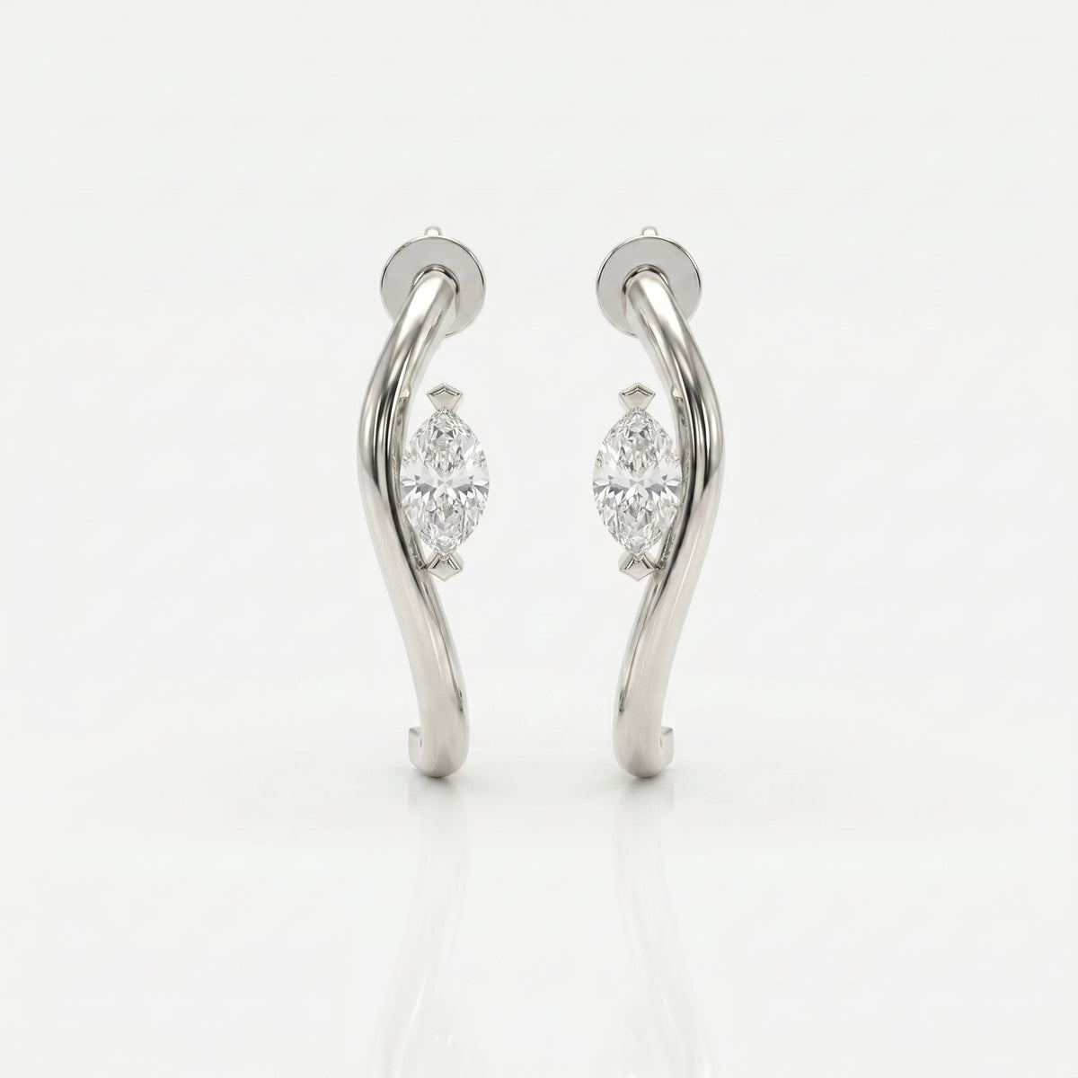 Marquise Diamond Curvy Embrace Fashion Earrings, view 6