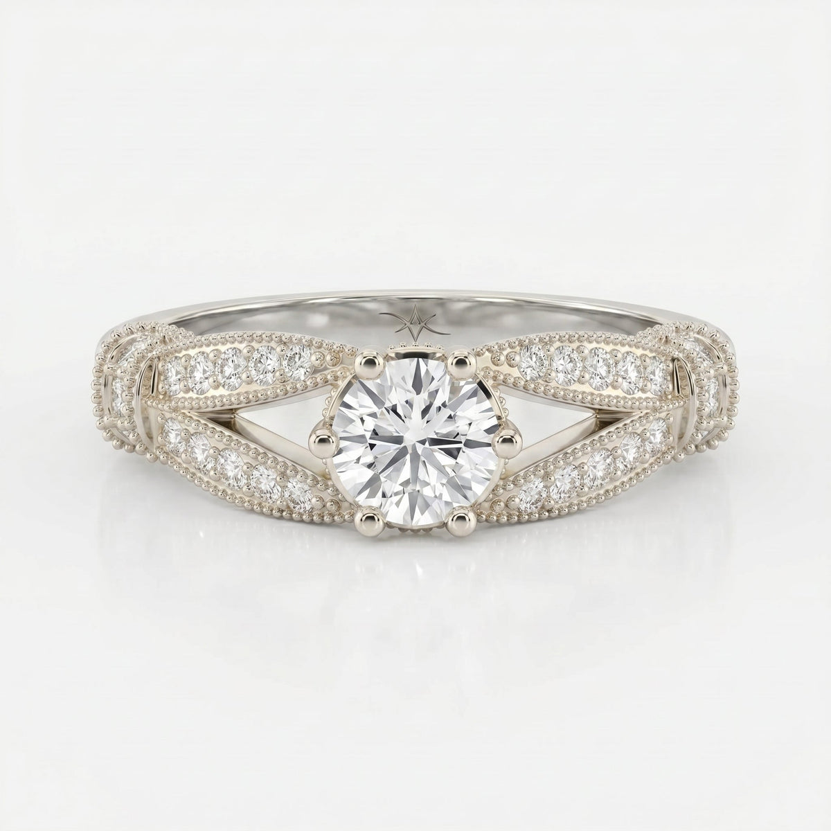 Round Diamond Valencia Design Vintage Ring, view 6