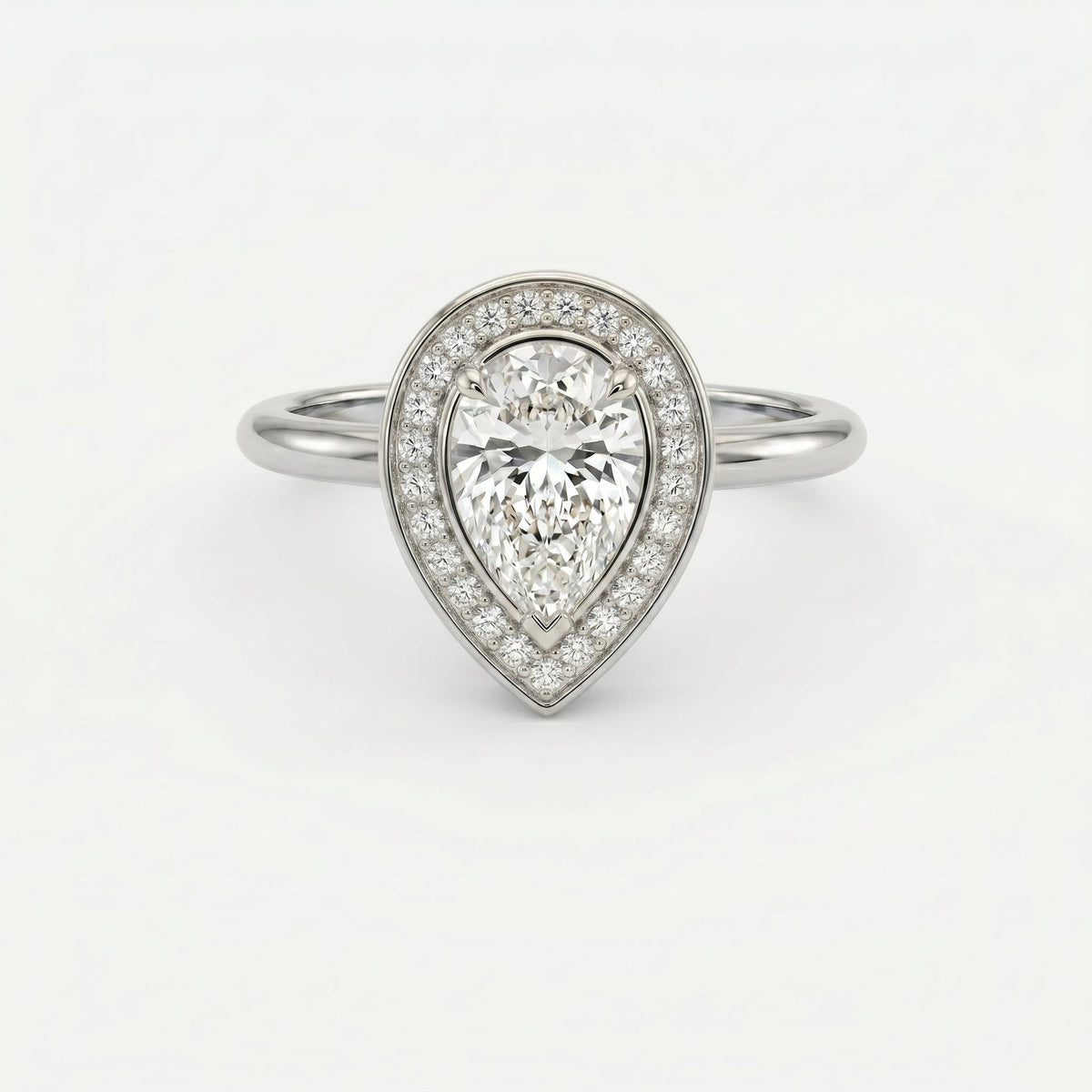 Pear Shape Halo Engagement Ring, view 3
