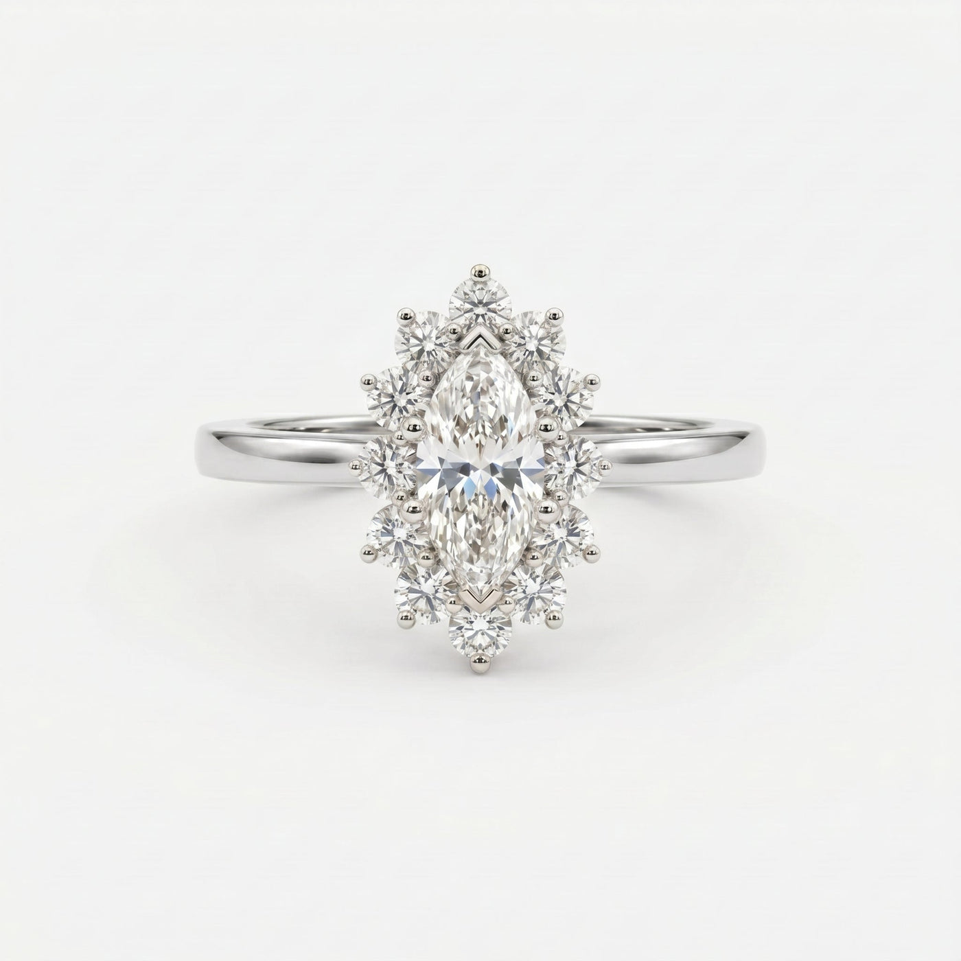 Marquise Halo Solitaire Engagement Ring, view 6